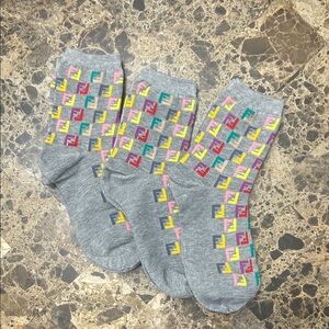 Gray Patterned Socks 3 pairs